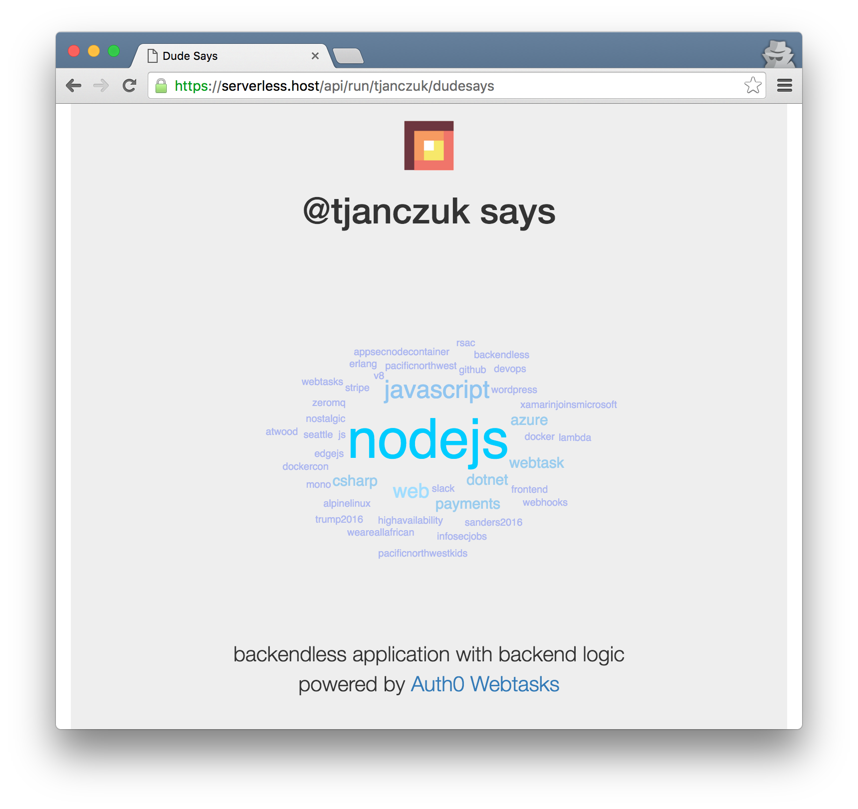 Auth0 Webtasks: backendless appliaction with backend logic